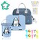 Eazy Kids 4 Compartment Bento Lunch Box w / Lunch Bag and Steel Food Jar Shark - Blue