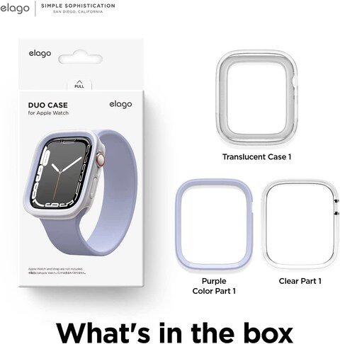 Elago Duo for Apple Watch Series 8/7 (41mm), Series 6/SE/5/4 (40mm) cover case - Clear Purple