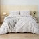 Luna Home-King size 6 piece duvet cover set modern tile print bedding set white.