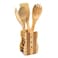 4 Pieces Pure Bamboo Wooden Solid Turner, Spatula, Slotted Spoon &amp; Spoon Kitchen Essentials Cooking Utensils Tool Set