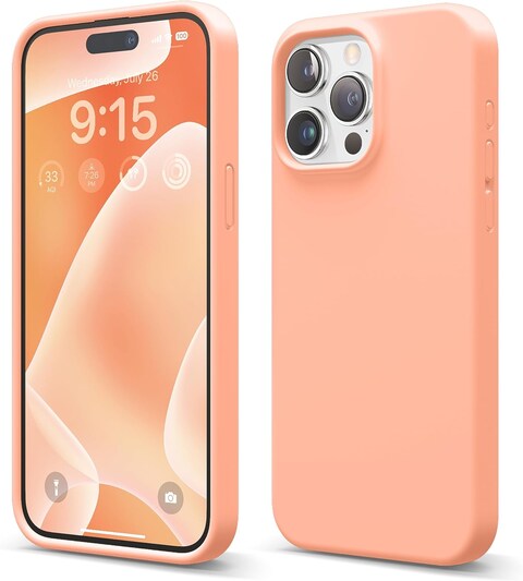 elago Liquid Silicone for iPhone 15 Pro MAX case cover Full Body Protection, Shockproof, Slim, Anti-Scratch Soft Microfiber Lining - Salmon