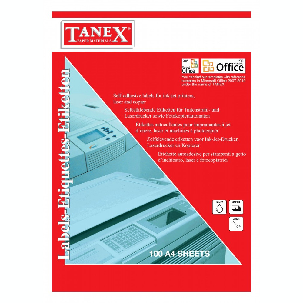 Tanex Multi Purpose Label A4 12 Labels Per Sheet