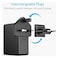 Anker PowerPort 4 Lite Wall Charger With Interchangeable UK And EU Travel Adapter Black