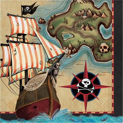 Pirates Map Lunch Napkins 16 pcs