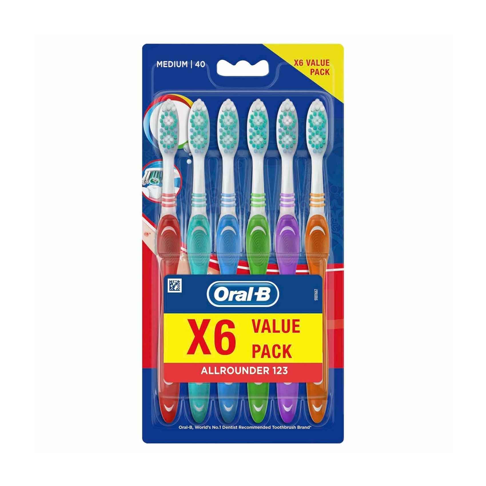 Buy Oral-B Toothbrush All Rounder 123 Medium 6pieces Online