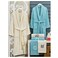 My Vita 6-Piece Turkish Cotton Family Bathrobe Set Bridal Shower Gift Set With Matching Bath Towels And Hand Towels In Attractive Gift Box - Cyan/Off White