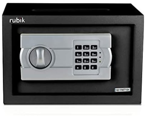 Electronic Digital Safe Box with Cash Deposit Drop-In Slot (20x31x20cm) Black