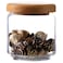 Ocean Glass Pop Jar With Wooden Lid Clear/Brown 500ml