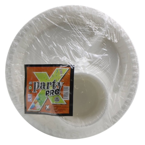 Xpro Round 3 Part Plate White 11 Inch 25 Pieces