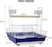Bird stand cage with wooden perch, feeding bowls, and removable tray, Portable bird playground for small and medium birds, Open design metal bird cage 46 cm (Blue)