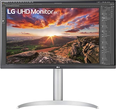 LG 27Up850-W Monitor 27&rdquo; UHD (3840 X 2160) IPS Display, Vesa DisplayHDR 400, DCI-P3 95% Color Gamut, USB-C, 3-Side Virtually Borderless Display, Height/Pivot/Tilt Adjustable Stand - Silver