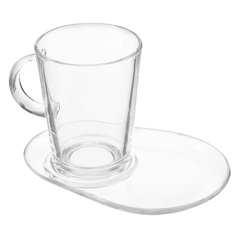 Pasabahce Tea Glass And Saucer Tribeca 4 Pieces Clear