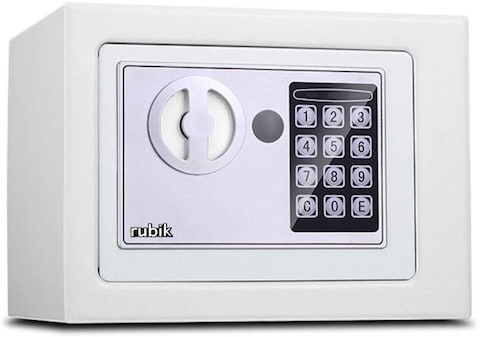 Rubik Mini Digital Safe Box Security Locker for Passport Cash Jewelry Smartphones (17x23x17cm) White