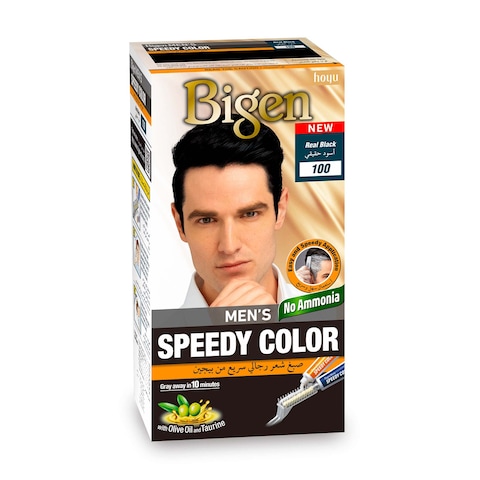 Bigen Speedy, natural black hair dye for men #100