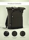 ParaJohn Rolltop Rucksack Backpack - Waterproof Backpack For Women And Men - Rucksack For Travel And Work ( Green )