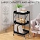 Sky-Touch 3 Tier Foldable Metal Rolling Utility Cart Organizer, 46X30X76Cm, Multipurpose Organizer Trolley With Casters For Kitchen, Bedroom, Bathroom, Office, Laundry Room And Garage, Black