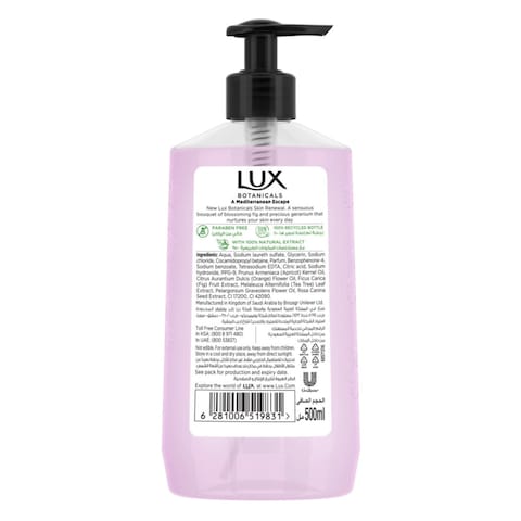 Lux Botanicals Perfumed Hand Soap With Fig Extract And Geranium Oil 500ml