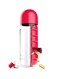 Generic Water Bottle With Daily Pill Box Organizer 600 Ml Red/Clear