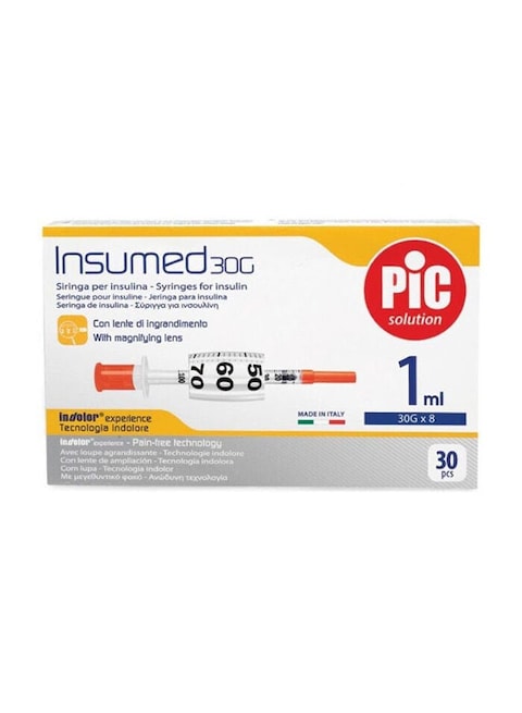 Pic Insumed Insulin Syringe 1Ml G30 30&#39;S