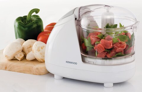 Kenwood 300W Electric Food Chopper With 350ml Bowl, Dual Speed, Stainless Steel Blade, New &lsquo;Mayonnaise&rsquo; Oil Drip Lid, Compact Design, Rubber Feet, Safety Bowl Interlock CH180A, White