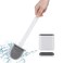 AceMining Toilet Brush and Holder Silicone Bristles with Non-Slip Long Handle Floor Standing Holder &amp; Wall Mounted Without Drilling Quick Drying (White)