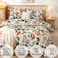 LUNA HOME Queen/Double size Bedding Set without filler 6 pieces , Green Color Leaves Design