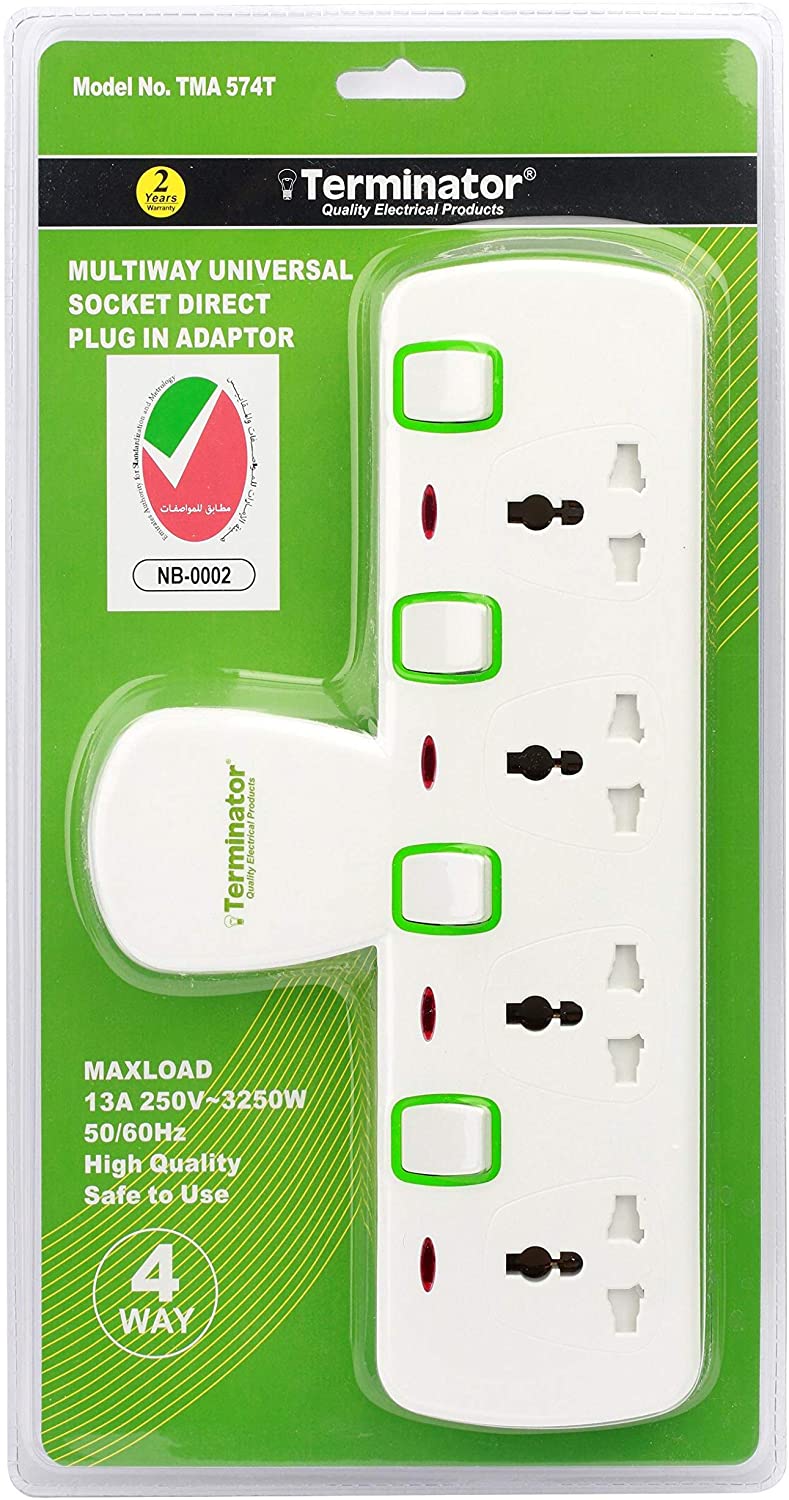 Buy 4 Way Universal T-Socket Multi Adaptor Online | Carrefour UAE