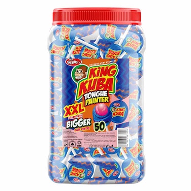 Mr. Berry&#39;s King Kuba XXL Bigger Gum Center Tongue Painter Lollipop 50 Pieces