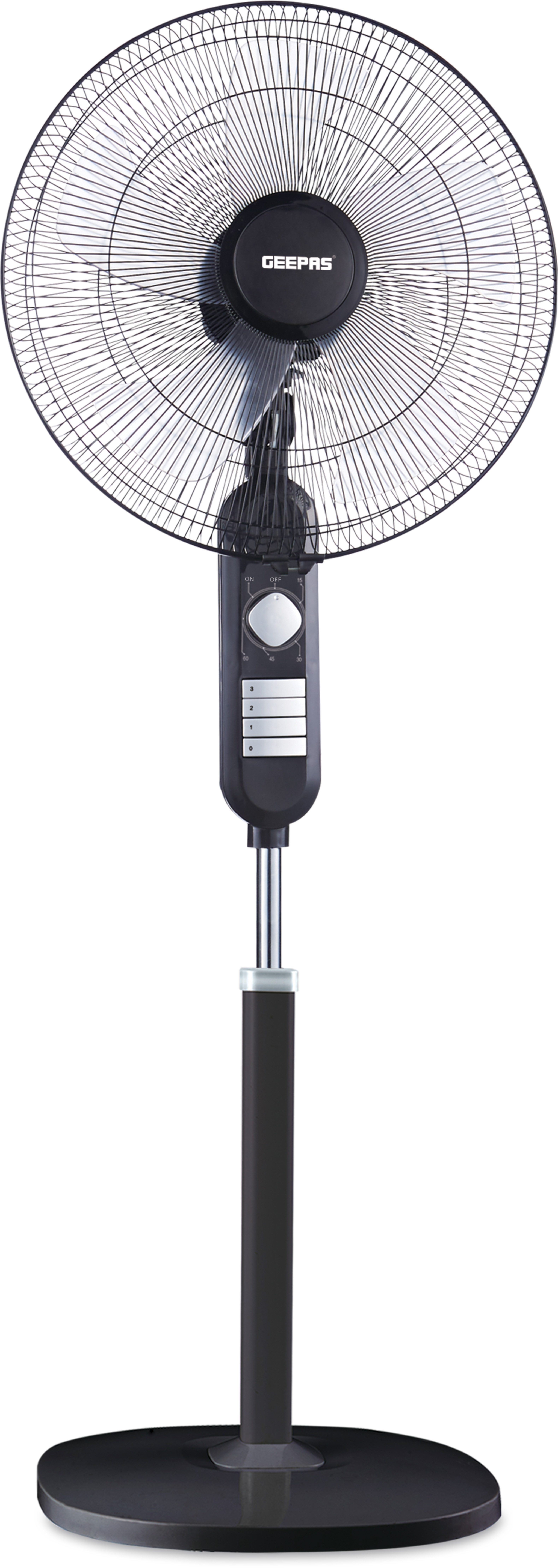 Geepas Gf9605 18-Inch 3 Speed Stand Fan - Piano Switch 3 Speed, 5 Leaf Blade, Adjustable Height &amp; Tilt Setting With Overheat Protection | Wide Oscillation (Black)