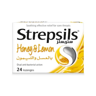 Strepsils Honey &amp; Lemon, Soothing Effective Relief for Sore Throats, 24 Lozenges