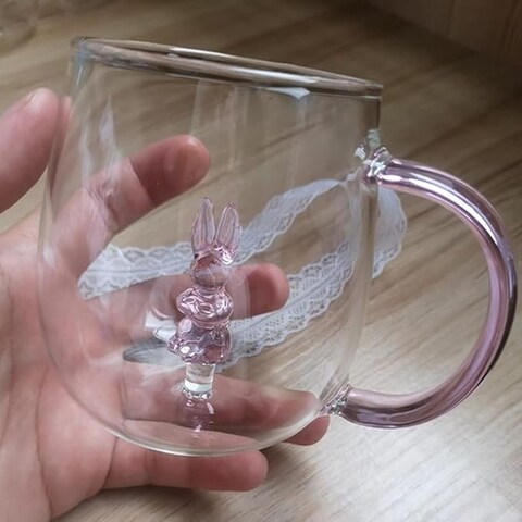 1CHASE&reg; Borosilicate Three-Dimensional Coffee Cup with Handle 300 ML (Rabbit)