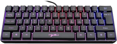 HXSJ Wired Gaming Keyboard RGB Streamer Wired Keyboard 61-key Gaming Keyboard for Game/Office(V700 Black)