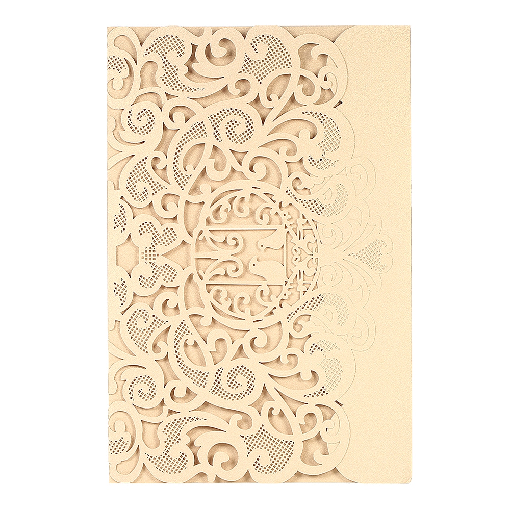 Buy Generic-Wedding Invitation Card Cover Pearl Paper Laser Cut Birds ...