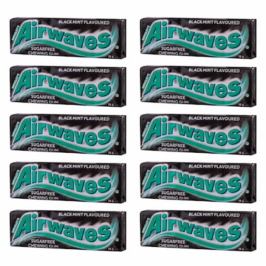 Airwaves Black Mint Sugar Free Chewing Gum 14g (10 Pieces)