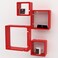 Wooden Twist Rafuf Intersecting Floating Wall Shelves with 4 Shelves Red