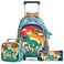 Eazy Kids - 16" Set of 3  Trolley School Bag Lunch Bag &amp; Pencil Case Dinosaur  - Orange