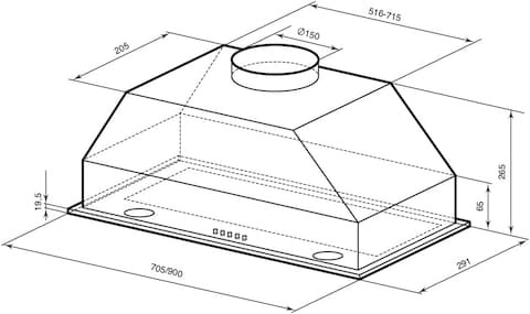 MILLEN 90 cm Buit in Range Hood 750 m3/h - MBKHG 902 BL, 3 Year Warranty