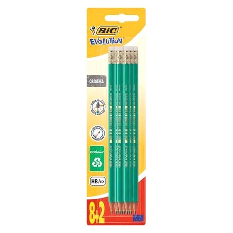 اشتري BiC Evolution Original HB Graphite Eraser Pencil Green 10 PCS في الامارات