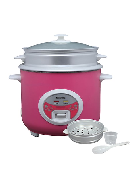 Geepas Deluxe Rice Cooker 1.8L Grc4329 Pink/Silver