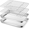 Generic Baking Sheet Pan With Rack Set(2 Pans &amp; 2 Racks), Stainless Steel Cookie Sheets With Cooling Racks, Non-Toxic &amp; Commercial Grade, Thick &amp; Rolled Rim, Rust-Free &amp; Dishwasher Safe (26.5X20.5Cm)