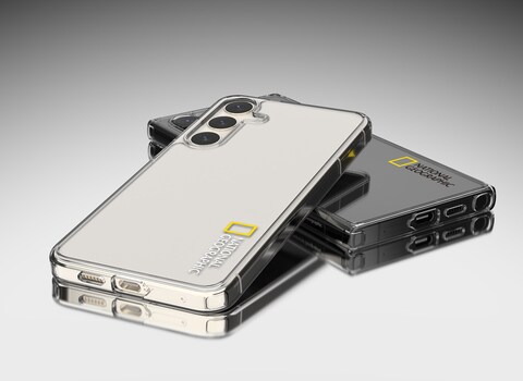 National Geographic Crystal Clear Case V2 Jell Hard For Samsung Galaxy S24 With White Logo - Transparent