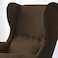 In House 2 Pieces Chair King Velvet With Two Wings And FootStool - Brown - E3