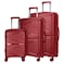 Hard Case Trolley Luggage Set of 3 For Unisex Polypropylene Lightweight 4 Double Wheeled Suitcase With Built In TSA Type Lock Travel Bag KH1005 Wine Red
