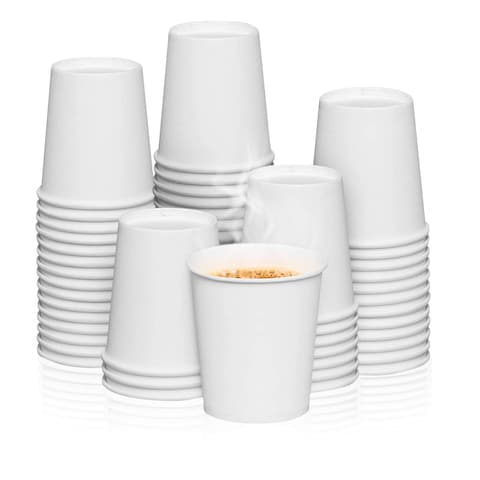 [50 Cups] 7oz. White Paper Cups - Available in 4oz, 8oz, 12oz, 16oz- Disposable Coffee/Tea/Water Cups for Home, Parties or Work