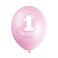 12" PINK 1ST BIRTHDAY BALLOONS