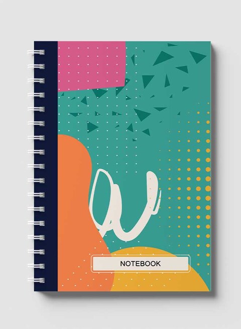 Lowha Spiral Notebook With 60 Sheets And Hard Paper Covers With Abstract Geometric Design, For Jotting Notes And Reminders, For Work, University, School