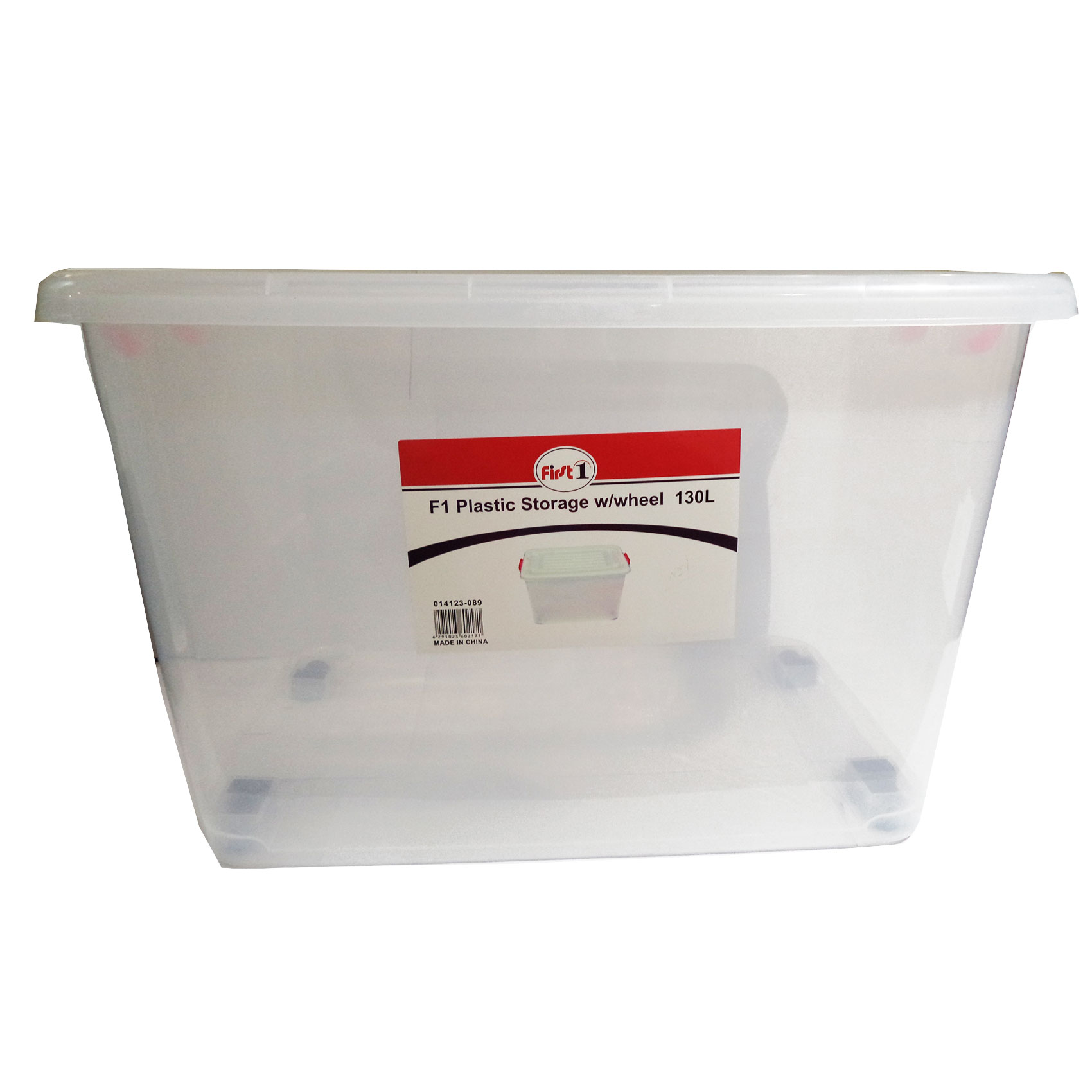 First1 Storage Box With Wheel Clear 70L