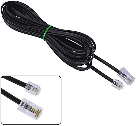 RJ11 6P4C to RJ45 8P8C Black Telephone Plug Connector Cable Handmade (2M)