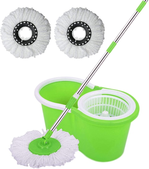 Generic Spin Mops 360 Degree Spinning Mop Bucket Home Cleaning With 2 Mop Heads