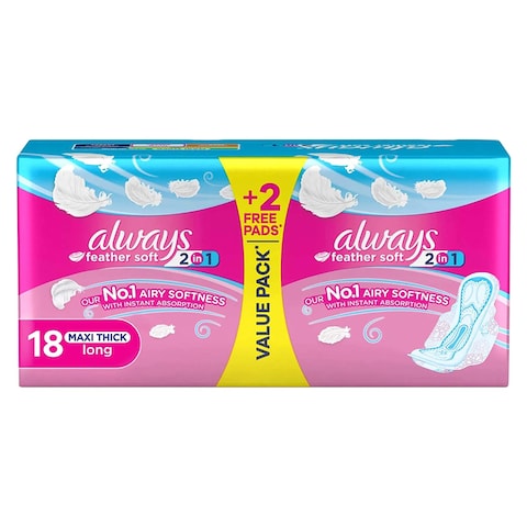 Always 2 in 1 Feather Soft Long Sanitary Pads with Wings - 20 Pads